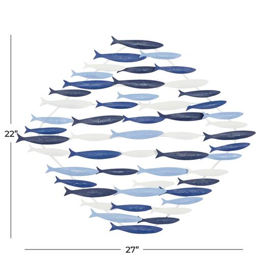 Blue Metal Coastal Wall Decor, 27" x 22"